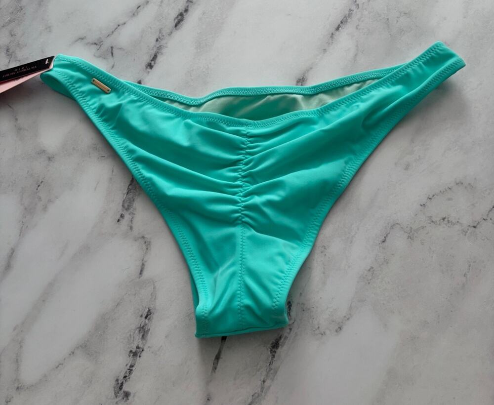 Victoria's Secret Nwt Aqua Mint Frost Ruched Back Itsy Swim Bikini Bottom XL
